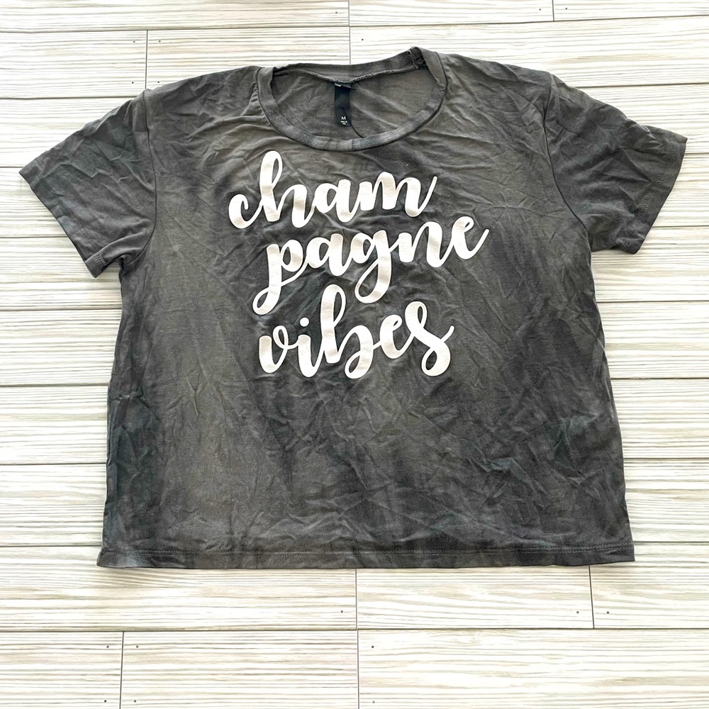Francesca’s “Champagne Vibes” Crop Tie Dye Shirt